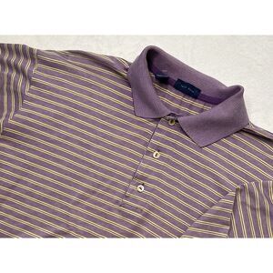Jeff Rose LARGE Purple Striped Mens Polo Shirt Mercerized Cotton Golf ~EXCELLENT